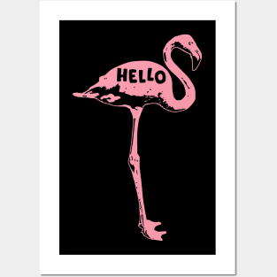 Hello - Pink Flamingo Posters and Art